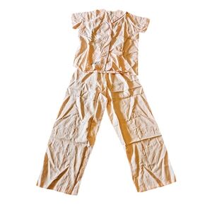 Vintage Tommies For The Petite Figure Pajamas Set Pastel Pink Hand Embroidered